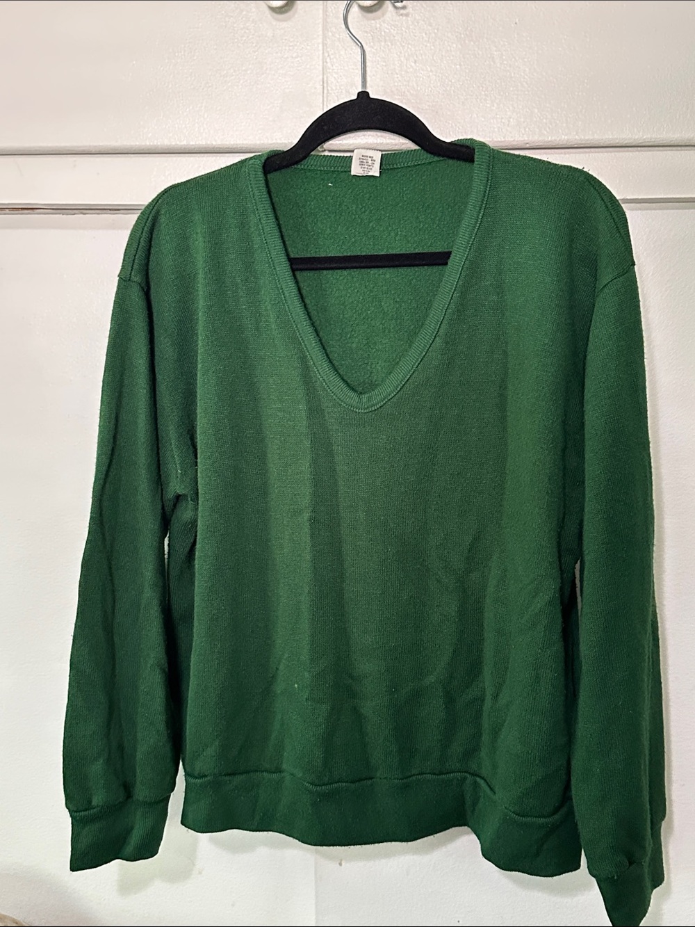 Vintage Forest Green V-Neck Pullover Sweater